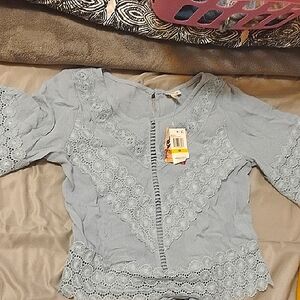 SELF ❤️ E Light Blue Lace Blouse